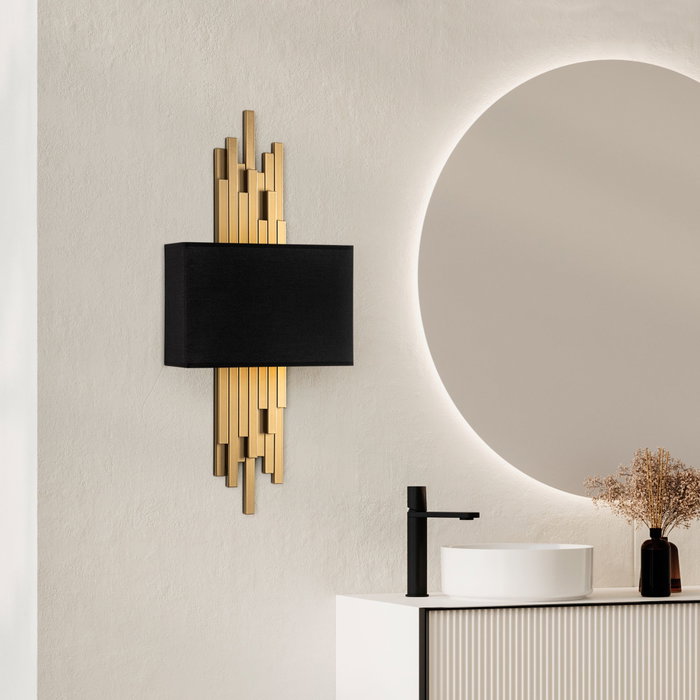 Opviq Axıs - 15114 Lámpara de Pared de Metal y Tela Dorado y Negro